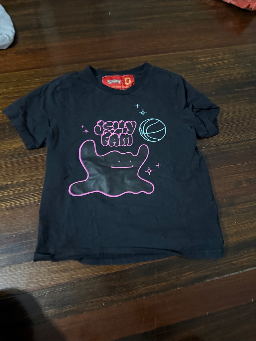 Kids Black 'Jelly Jam' Graphic Tee with Pink & Teal Accents